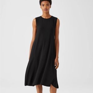 Eileen Fischer black midi length viscose jersey size petite large. Pl/PG